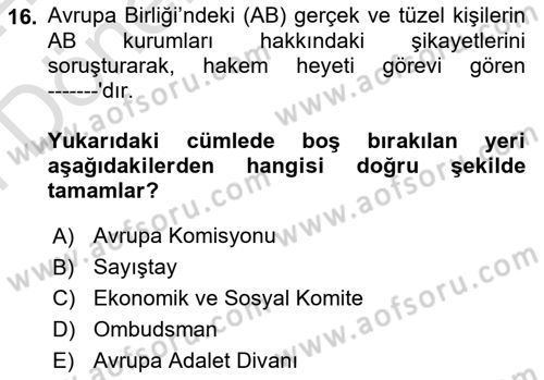 Kamu Özel Kesim Yapısı Ve İlişkileri Dersi 2023 - 2024 Yılı (Final) Dönem Sonu Sınav Soruları 16. Soru