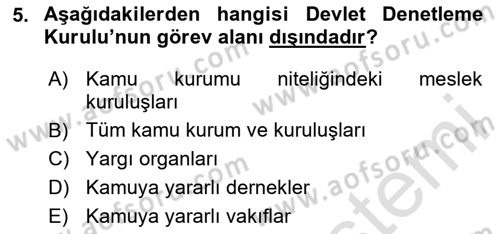 Kamu Özel Kesim Yapısı Ve İlişkileri Dersi 2023 - 2024 Yılı (Final) Dönem Sonu Sınav Soruları 5. Soru