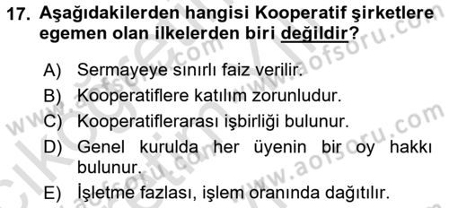 Kamu Özel Kesim Yapısı Ve İlişkileri Dersi 2023 - 2024 Yılı Yaz Okulu Sınav Soruları 17. Soru