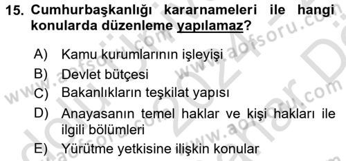 Kamu Özel Kesim Yapısı Ve İlişkileri Dersi 2024 - 2025 Yılı (Vize) Ara Sınav Soruları 15. Soru