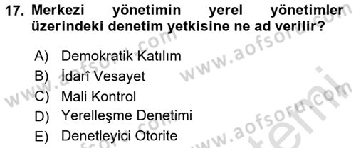 Kamu Özel Kesim Yapısı Ve İlişkileri Dersi 2024 - 2025 Yılı (Vize) Ara Sınav Soruları 17. Soru