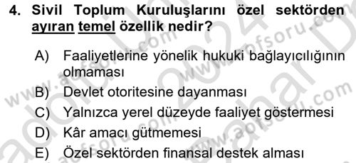 Kamu Özel Kesim Yapısı Ve İlişkileri Dersi 2024 - 2025 Yılı (Vize) Ara Sınav Soruları 4. Soru
