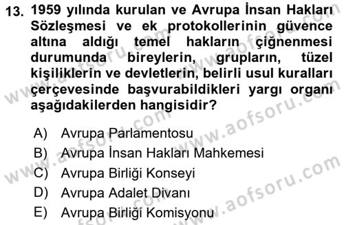 Kamu Özel Kesim Yapısı Ve İlişkileri Dersi 2024 - 2025 Yılı Yaz Okulu Sınav Soruları 13. Soru