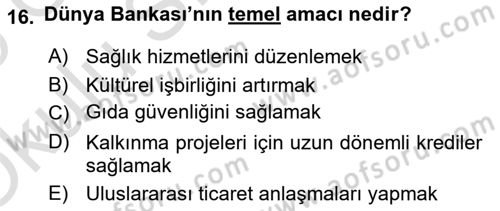 Kamu Özel Kesim Yapısı Ve İlişkileri Dersi 2024 - 2025 Yılı Yaz Okulu Sınav Soruları 16. Soru