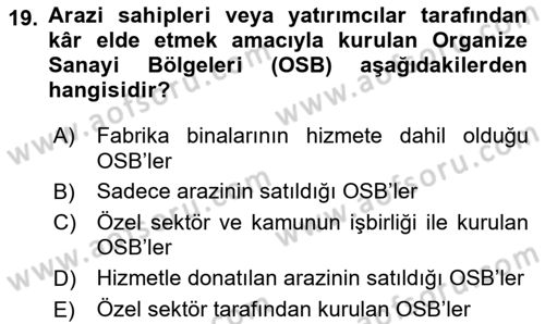 Kamu Özel Kesim Yapısı Ve İlişkileri Dersi 2024 - 2025 Yılı Yaz Okulu Sınav Soruları 19. Soru