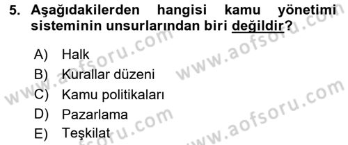 Kamu Özel Kesim Yapısı Ve İlişkileri Dersi Yaz Okulu Sınavı Deneme Sınav Soruları 5. Soru