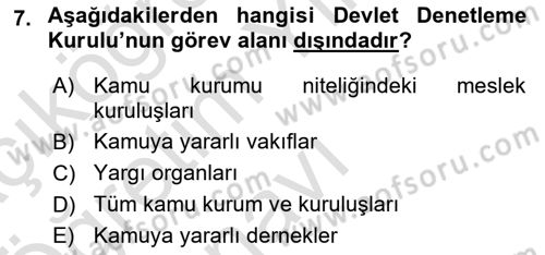 Kamu Özel Kesim Yapısı Ve İlişkileri Dersi 2024 - 2025 Yılı Yaz Okulu Sınav Soruları 7. Soru