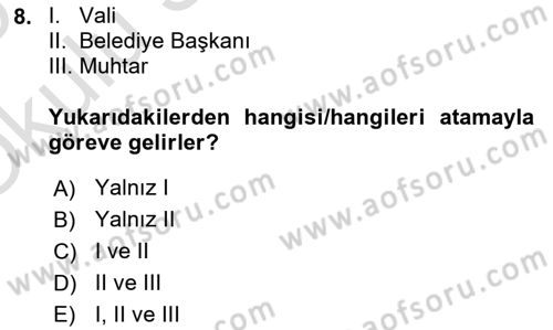Kamu Özel Kesim Yapısı Ve İlişkileri Dersi Yaz Okulu Sınavı Deneme Sınav Soruları 8. Soru