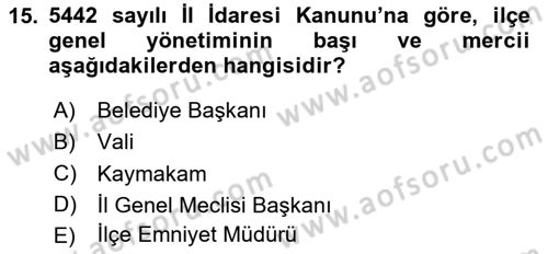 Kamu Özel Kesim Yapısı Ve İlişkileri Dersi 2025 - 2026 Yılı (Vize) Ara Sınav Soruları 15. Soru