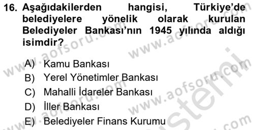 Kamu Özel Kesim Yapısı Ve İlişkileri Dersi 2025 - 2026 Yılı (Vize) Ara Sınav Soruları 16. Soru