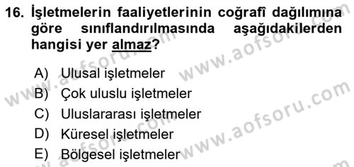 Kamu Özel Kesim Yapısı Ve İlişkileri Dersi 2025 - 2026 Yılı (Final) Dönem Sonu Sınav Soruları 16. Soru