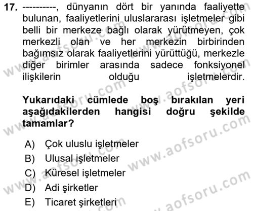 Kamu Özel Kesim Yapısı Ve İlişkileri Dersi 2025 - 2026 Yılı (Final) Dönem Sonu Sınav Soruları 17. Soru
