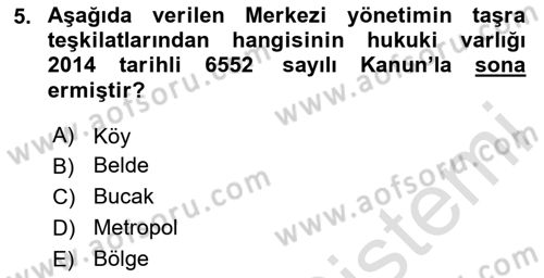 Kamu Özel Kesim Yapısı Ve İlişkileri Dersi 2025 - 2026 Yılı (Final) Dönem Sonu Sınav Soruları 5. Soru