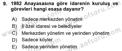 Kamu Özel Kesim Yapısı Ve İlişkileri Dersi 2025 - 2026 Yılı (Final) Dönem Sonu Sınav Soruları 9. Soru