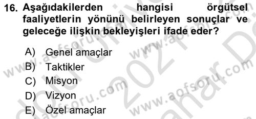 Ekip Yönetimi ve Liderlik Dersi 2021 - 2022 Yılı (Vize) Ara Sınav Soruları 16. Soru