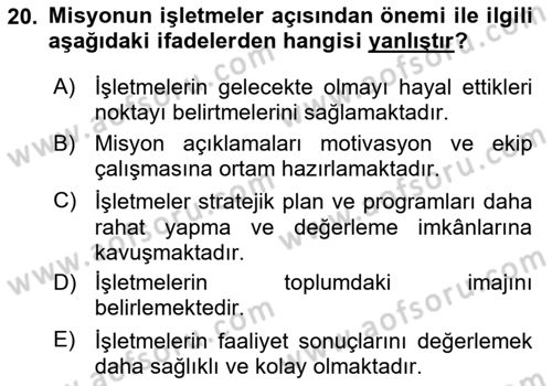 Ekip Yönetimi ve Liderlik Dersi 2021 - 2022 Yılı (Vize) Ara Sınav Soruları 20. Soru
