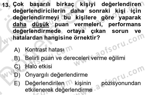 Ekip Yönetimi ve Liderlik Dersi 2021 - 2022 Yılı (Final) Dönem Sonu Sınav Soruları 13. Soru
