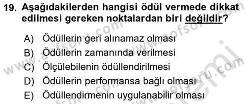 Ekip Yönetimi ve Liderlik Dersi 2021 - 2022 Yılı (Final) Dönem Sonu Sınav Soruları 19. Soru