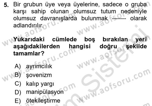 Ekip Yönetimi ve Liderlik Dersi 2021 - 2022 Yılı (Final) Dönem Sonu Sınav Soruları 5. Soru
