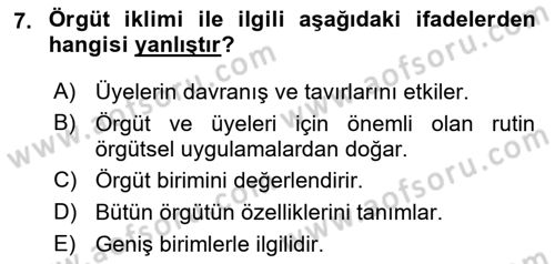 Ekip Yönetimi ve Liderlik Dersi 2021 - 2022 Yılı (Final) Dönem Sonu Sınav Soruları 7. Soru