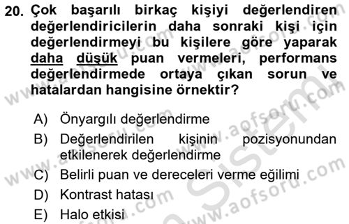 Ekip Yönetimi ve Liderlik Dersi 2021 - 2022 Yılı Yaz Okulu Sınav Soruları 20. Soru