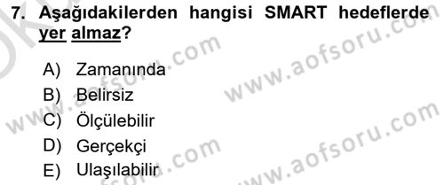 Ekip Yönetimi ve Liderlik Dersi 2021 - 2022 Yılı Yaz Okulu Sınav Soruları 7. Soru