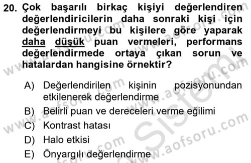 Ekip Yönetimi ve Liderlik Dersi 2022 - 2023 Yılı Yaz Okulu Sınav Soruları 20. Soru