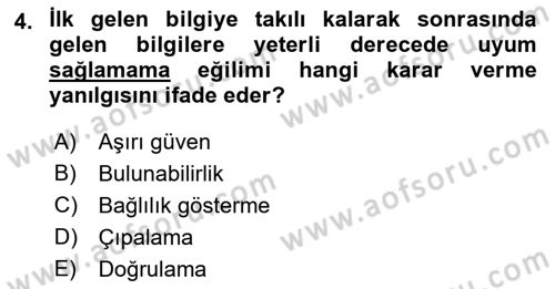Ekip Yönetimi ve Liderlik Dersi 2022 - 2023 Yılı Yaz Okulu Sınav Soruları 4. Soru