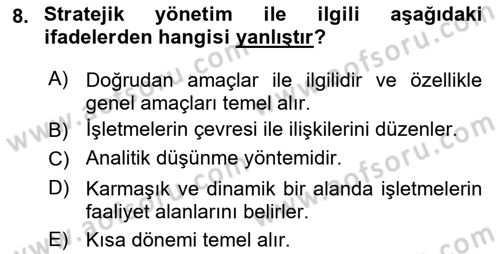 Ekip Yönetimi ve Liderlik Dersi 2022 - 2023 Yılı Yaz Okulu Sınav Soruları 8. Soru