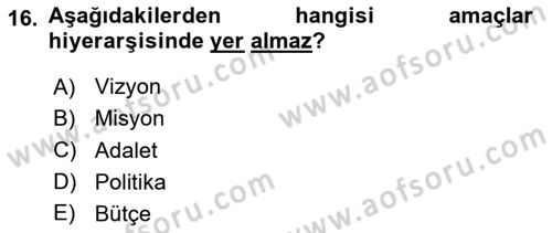 Ekip Yönetimi ve Liderlik Dersi 2023 - 2024 Yılı (Vize) Ara Sınav Soruları 16. Soru