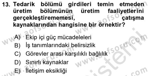 Ekip Yönetimi ve Liderlik Dersi 2023 - 2024 Yılı (Final) Dönem Sonu Sınav Soruları 13. Soru