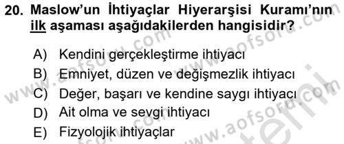 Ekip Yönetimi ve Liderlik Dersi 2023 - 2024 Yılı (Final) Dönem Sonu Sınav Soruları 20. Soru