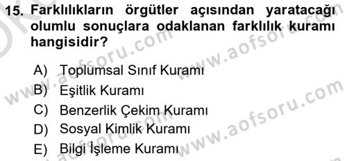 Ekip Yönetimi ve Liderlik Dersi 2023 - 2024 Yılı Yaz Okulu Sınav Soruları 15. Soru
