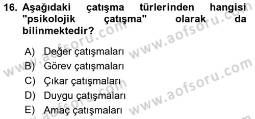 Ekip Yönetimi ve Liderlik Dersi 2023 - 2024 Yılı Yaz Okulu Sınav Soruları 16. Soru