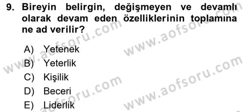 Ekip Yönetimi ve Liderlik Dersi 2023 - 2024 Yılı Yaz Okulu Sınav Soruları 9. Soru