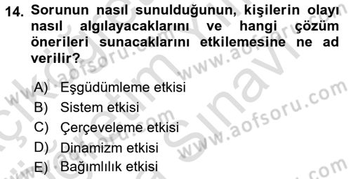 Ekip Yönetimi ve Liderlik Dersi 2024 - 2025 Yılı (Vize) Ara Sınav Soruları 14. Soru