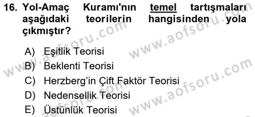 Ekip Yönetimi ve Liderlik Dersi 2024 - 2025 Yılı (Vize) Ara Sınav Soruları 16. Soru