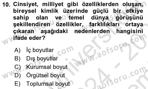 Ekip Yönetimi ve Liderlik Dersi 2024 - 2025 Yılı (Final) Dönem Sonu Sınav Soruları 10. Soru