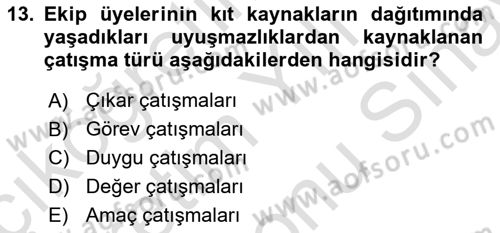 Ekip Yönetimi ve Liderlik Dersi 2024 - 2025 Yılı (Final) Dönem Sonu Sınav Soruları 13. Soru