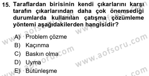 Ekip Yönetimi ve Liderlik Dersi 2024 - 2025 Yılı (Final) Dönem Sonu Sınav Soruları 15. Soru