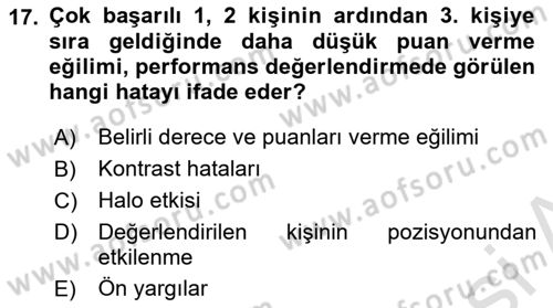 Ekip Yönetimi ve Liderlik Dersi 2024 - 2025 Yılı (Final) Dönem Sonu Sınav Soruları 17. Soru