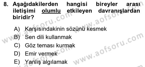 Ekip Yönetimi ve Liderlik Dersi 2024 - 2025 Yılı (Final) Dönem Sonu Sınav Soruları 8. Soru
