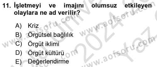 Ekip Yönetimi ve Liderlik Dersi 2024 - 2025 Yılı Yaz Okulu Sınav Soruları 11. Soru