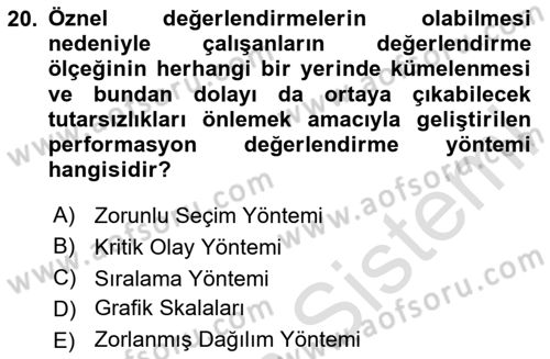 Ekip Yönetimi ve Liderlik Dersi 2024 - 2025 Yılı Yaz Okulu Sınav Soruları 20. Soru