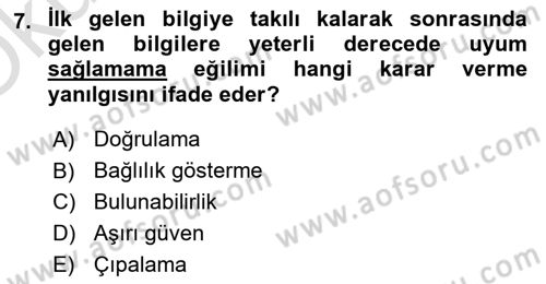 Ekip Yönetimi ve Liderlik Dersi 2024 - 2025 Yılı Yaz Okulu Sınav Soruları 7. Soru