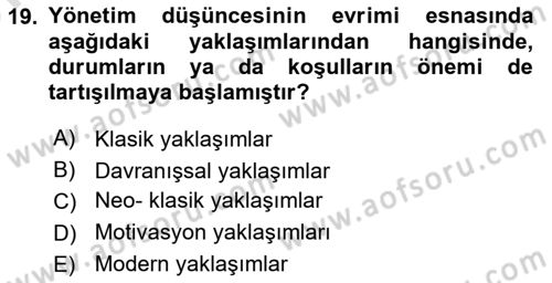 Ekip Yönetimi ve Liderlik Dersi 2025 - 2026 Yılı (Vize) Ara Sınav Soruları 19. Soru