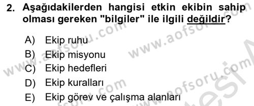 Ekip Yönetimi ve Liderlik Dersi 2025 - 2026 Yılı (Vize) Ara Sınav Soruları 2. Soru