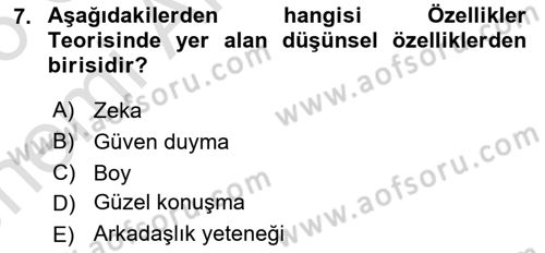 Ekip Yönetimi ve Liderlik Dersi 2025 - 2026 Yılı (Vize) Ara Sınav Soruları 7. Soru