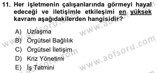 Ekip Yönetimi ve Liderlik Dersi 2025 - 2026 Yılı (Final) Dönem Sonu Sınav Soruları 11. Soru