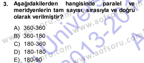Coğrafi Bilgi Sistemlerine Giriş Dersi 2013 - 2014 Yılı (Vize) Ara Sınav Soruları 3. Soru